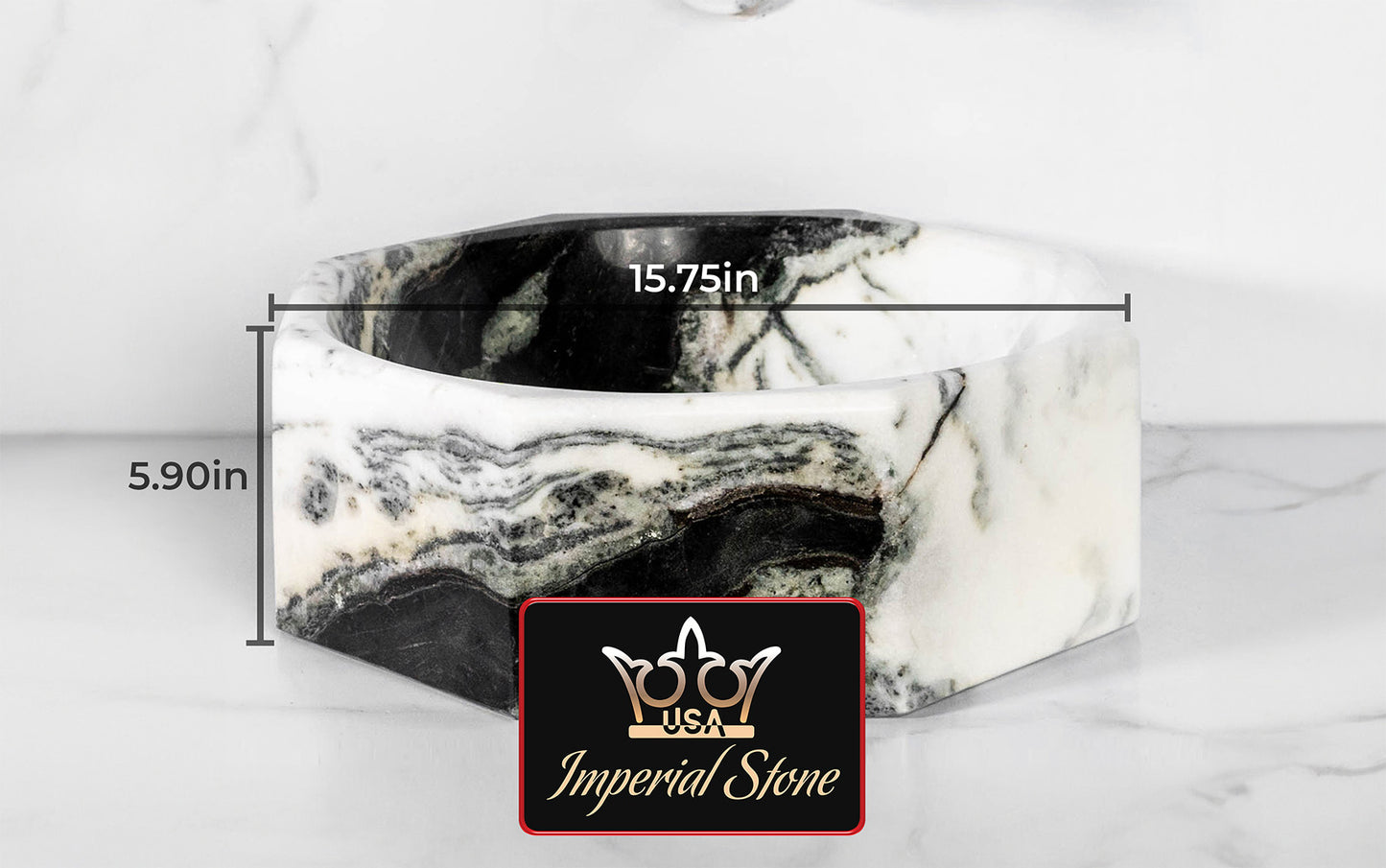 Exotic White Octagonal Marble Sink – with a free marble soap dispenser