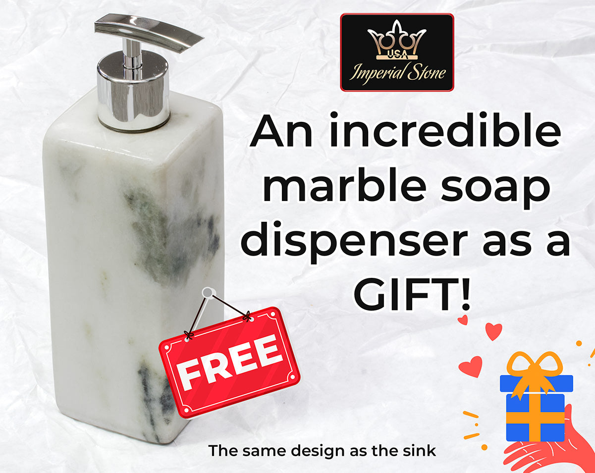 Exotic White Octagonal Marble Sink – with a free marble soap dispenser