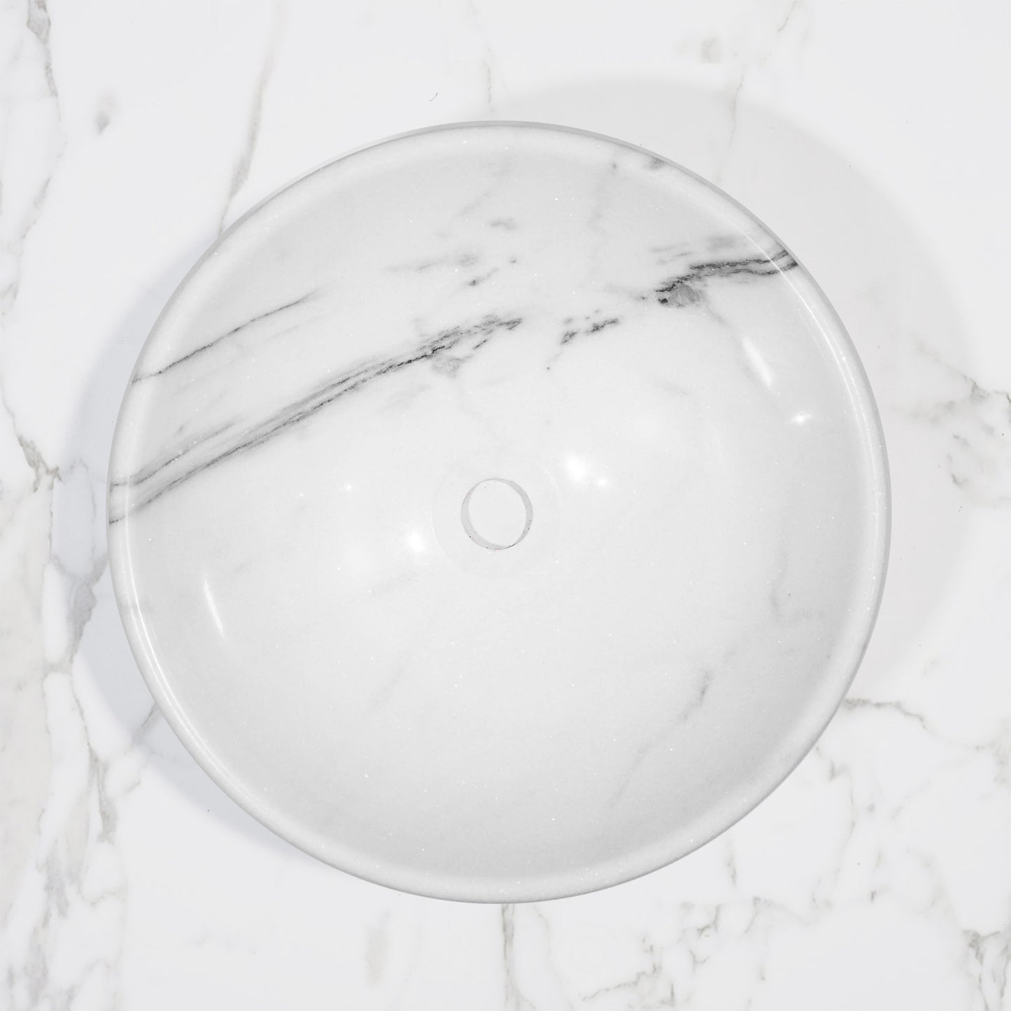 Carrara White Octagonal Marble Sink – with a free marble soap dispenser