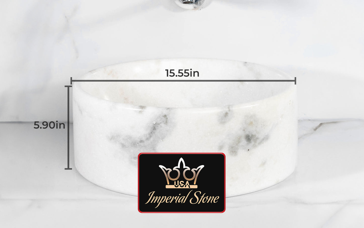Carrara White Octagonal Marble Sink – with a free marble soap dispenser