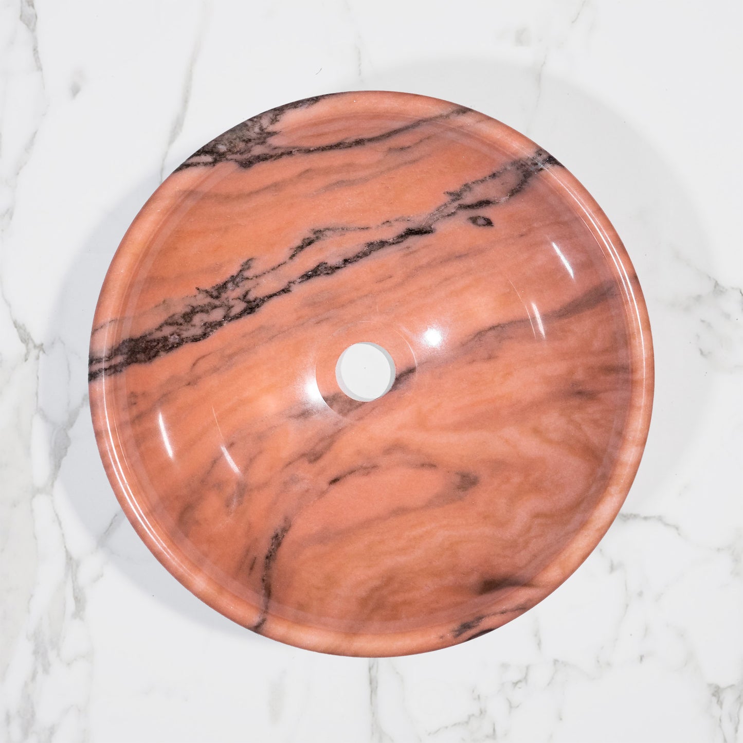 Rose Bahia Cylindrical Marble Sink – with a free marble soap dispenser