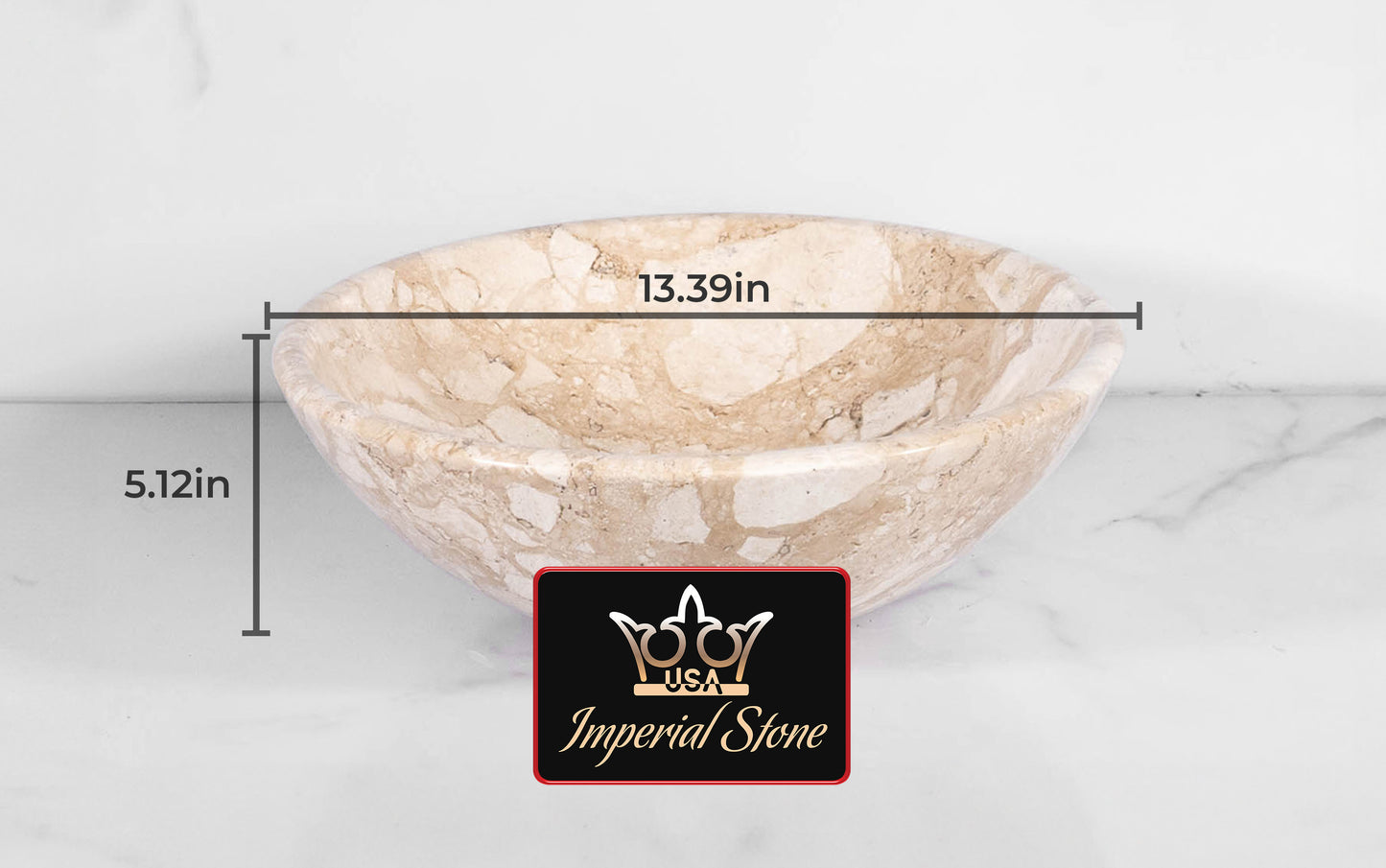 Small Round Sink – Beige Bahia – with a free marble soap dispenser