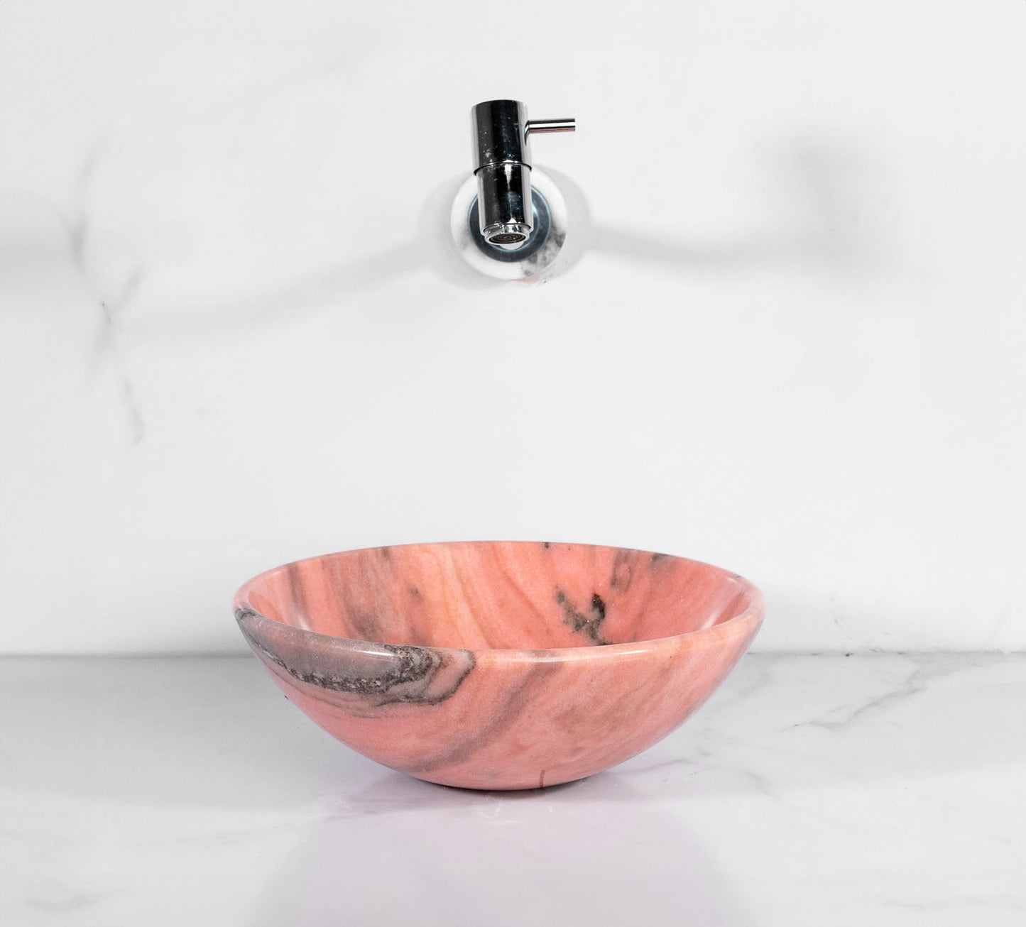 Small Round Sink – Rose Bahia – with a free marble soap dispenser
