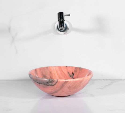 Small Round Sink – Rose Bahia – with a free marble soap dispenser