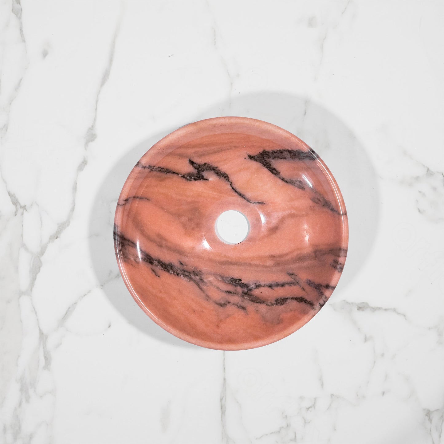 Small Round Sink – Rose Bahia – with a free marble soap dispenser